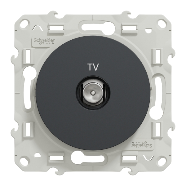 Schneider - Prise simple TV Odace - Anthracite - Antenne - Bornes auto - Réf : S540445