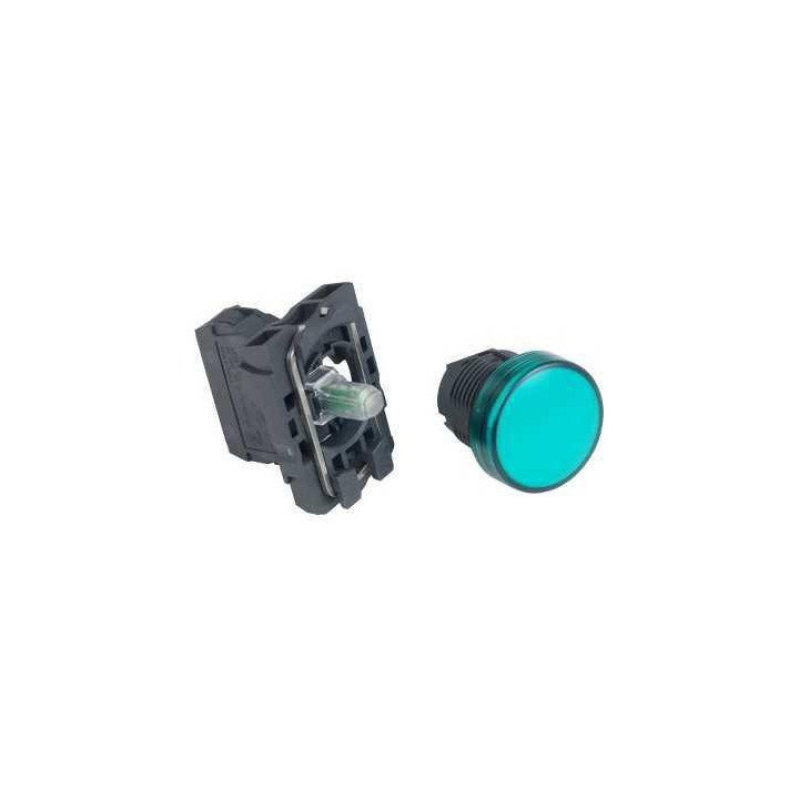 Schneider - Harmony XB5 - Voyant Vert rond Ø22 - IP66 - LED intégrée - 24V - Réf : XB5AVB3