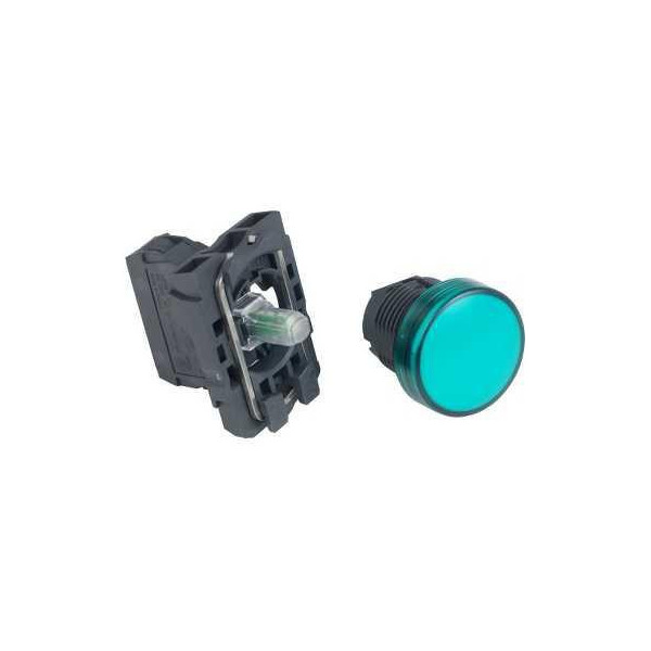 Schneider - Harmony XB5 - Voyant Vert rond Ø22 - IP66 - LED intégrée - 24V - Réf : XB5AVB3