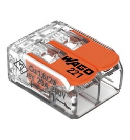 WAGO - Boîte de 100 Bornes auto fils Souple / Rigide 2 x (0.08 à 4mm2) - Réf.: WAG 221-412