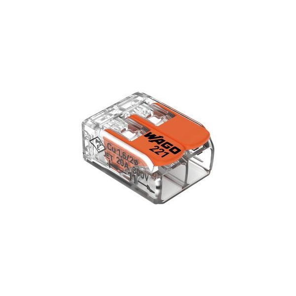 WAGO - Boîte de 100 Bornes auto fils Souple / Rigide 2 x (0.08 à 4mm2) - Réf.: WAG 221-412