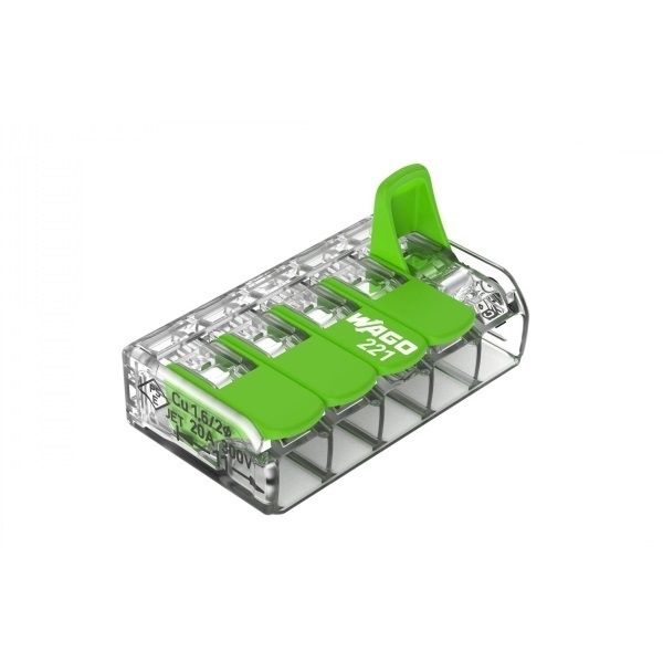 WAGO - Boîte de 25 Bornes Verte auto fils souple et rigide 0,2 à 4mm2 - Réf.: WAG 221-425