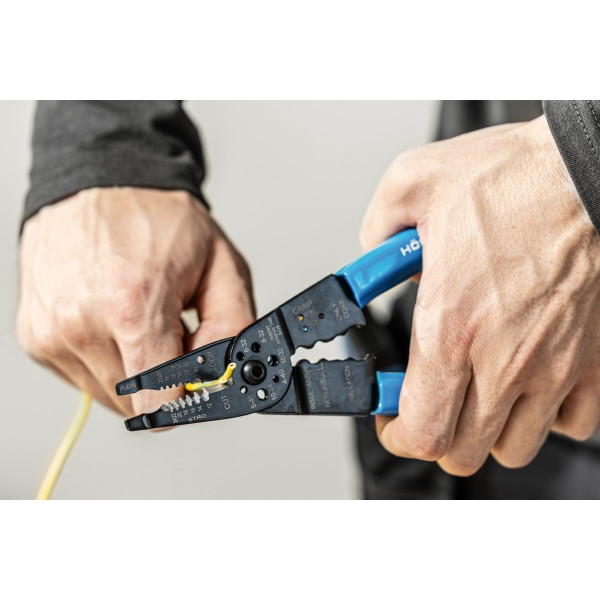 Hogert - Pince à sertir pour cosses avec dénudeur d'isolant + 86 connecteurs - Réf : HT1P231