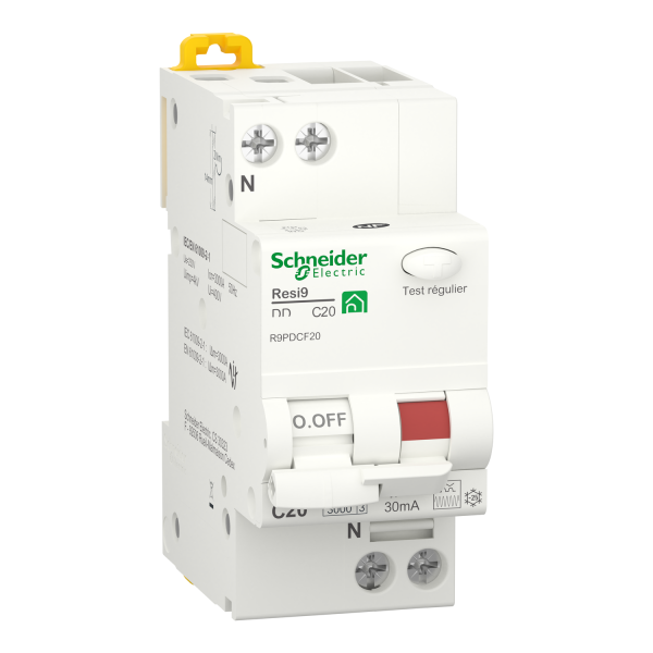 Schneider - Resi9 XP - disj diff - 1P+N - 20A - 30mA - courbe C - type Fsi - Réf : R9PDCF20