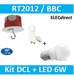 Vision-EL - Ampoule LED E27 Bulb G45 6W 3000°K + Kit DCL plafond BBC - 748611+P36859