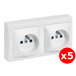 Legrand - Oteo - LOT de 5 Doubles prises 2P+T 16A  230V - Blanc - Ref. : 086076x5