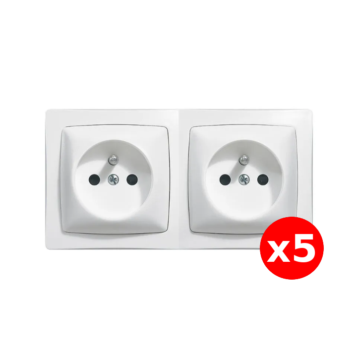 Legrand - Oteo - LOT de 5 Doubles prises 2P+T 16A  230V - Blanc - Ref. : 086076x5