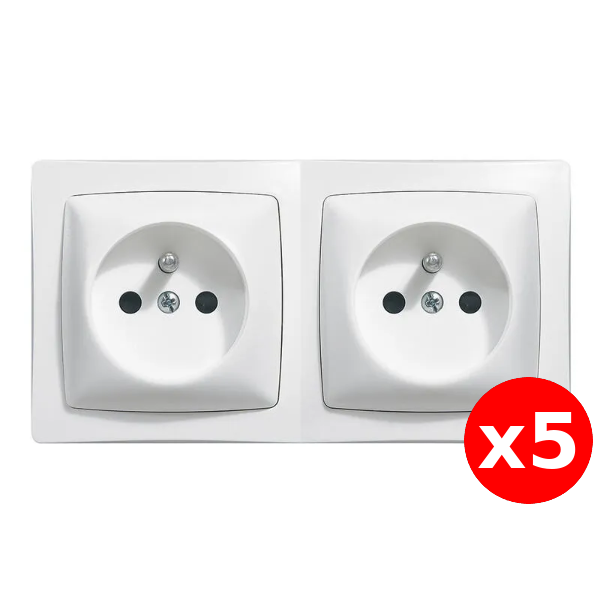 Legrand - Oteo - LOT de 5 Doubles prises 2P+T 16A  230V - Blanc - Ref. : 086076x5