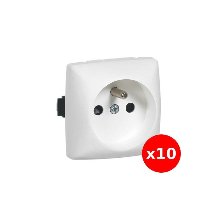 Legrand - Oteo - LOT de 10 Prises 2P+T 16A 230V - Composable - Blanc - Ref. : 086127Lx10