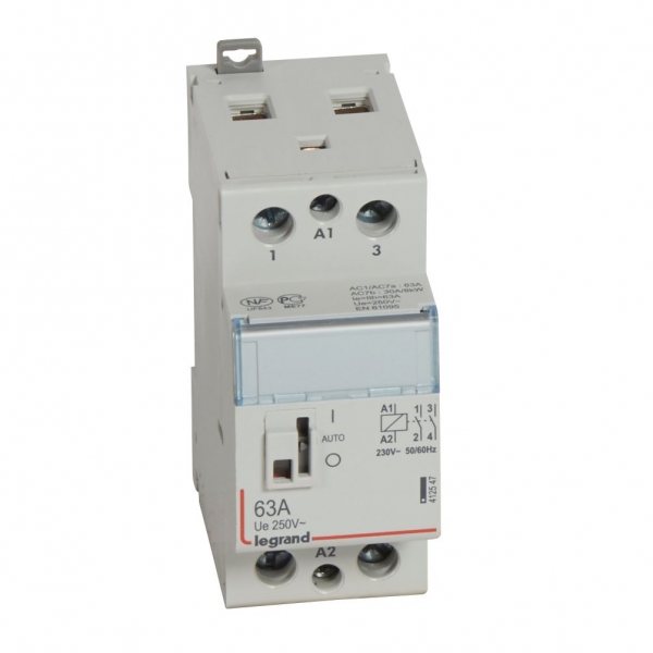 Legrand - Contacteur de puissance bipolaire bobine 230V - 63A - 2F - 2M - Réf : 412547