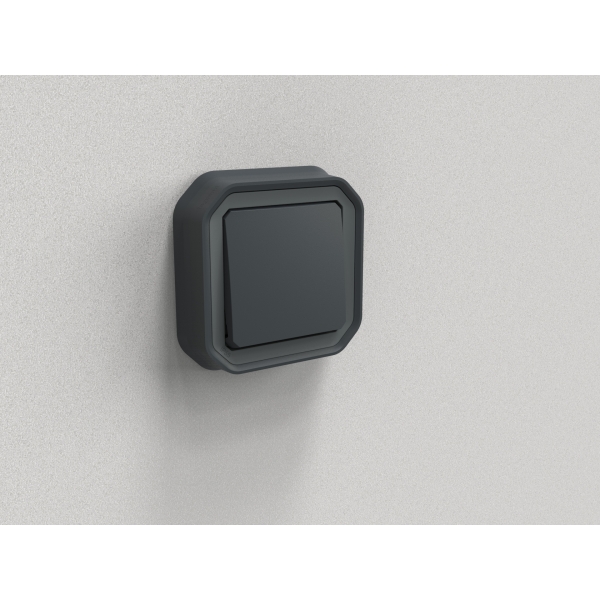 Legrand Plexo - Interrupteur ou Va-et-Vient - encastré - anthracite - 10A - 250V - IP55/IK08 - Réf : 069881L