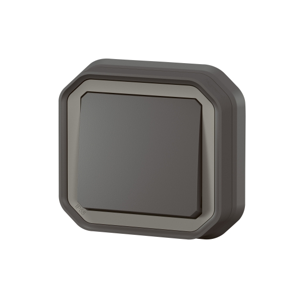 Legrand Plexo - Interrupteur ou Va-et-Vient - encastré - anthracite - 10A - 250V - IP55/IK08 - Réf : 069881L