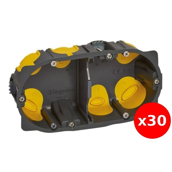Legrand - Écobatibox - LOT de 30 Boîte d'encastrement 2 postes BBC - Prof. 40 - Réf. : 080022L X 30