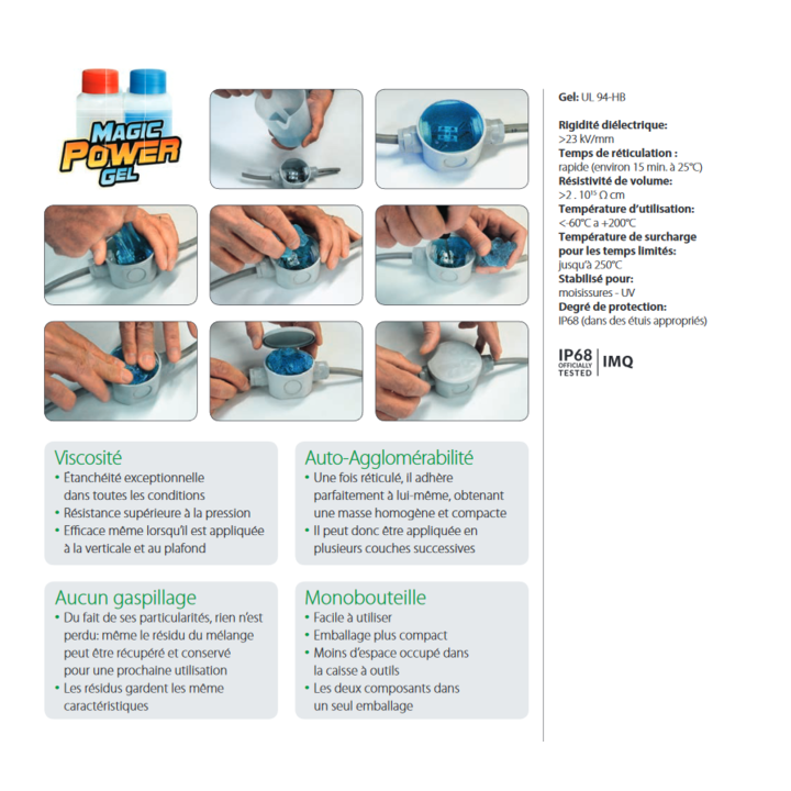 Ray Tech - Magic power Gel -500mL - Gel isolant et d étanchéité - 1 seule bouteille bi-composant - Réf : MPG500
