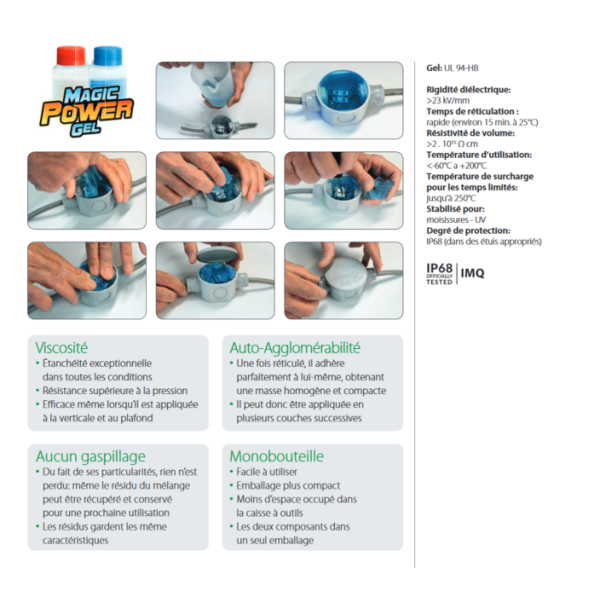 Ray Tech - Magic power Gel -500mL - Gel isolant et d étanchéité - 1 seule bouteille bi-composant - Réf : MPG500