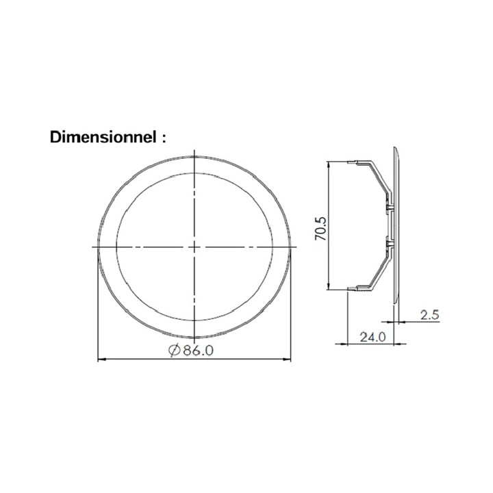 Eur'Ohm - Couvercle à clips - Ø80 mm - Réf : 52301