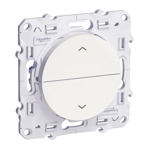 Schneider - Odace 2011 - Poussoir volets-roulant 2 boutons montée/descente + plaque - Blanc - Ref. : S520207 + S520702