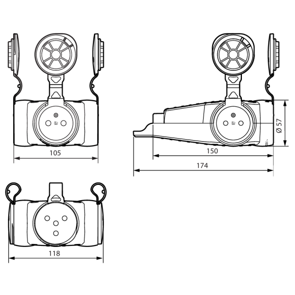 Legrand - Prolongateur caout 3 prises 2P+T 16A IP44 IK08 - Réf : 050578