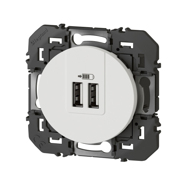 Legrand - Dooxie - Double chargeur USB Type-A - 2,4A - Finition Blanc - Réf : 600343