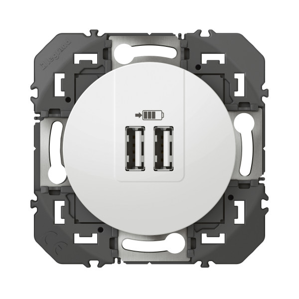 Legrand - Dooxie - Double chargeur USB Type-A - 2,4A - Finition Blanc - Réf : 600343