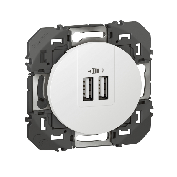 Legrand - Double chargeur USB Type-A Dooxie - 2,4A - Finition Blanc - Réf : 600343
