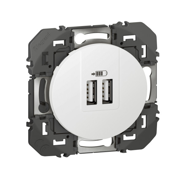Legrand - Dooxie - Double chargeur USB Type-A - 2,4A - Finition Blanc - Réf : 600343