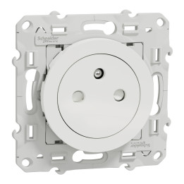 Schneider - Odace 2011 - Prise de Courant Affleurante + Plaque - Blanc - Ref. : S520052 + S520702