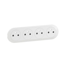 Legrand - Céliane 2024 - Enjoliveur pour prise de courant fort précâblée - 4 x 2P+T - Blanc - Réf : CB0114