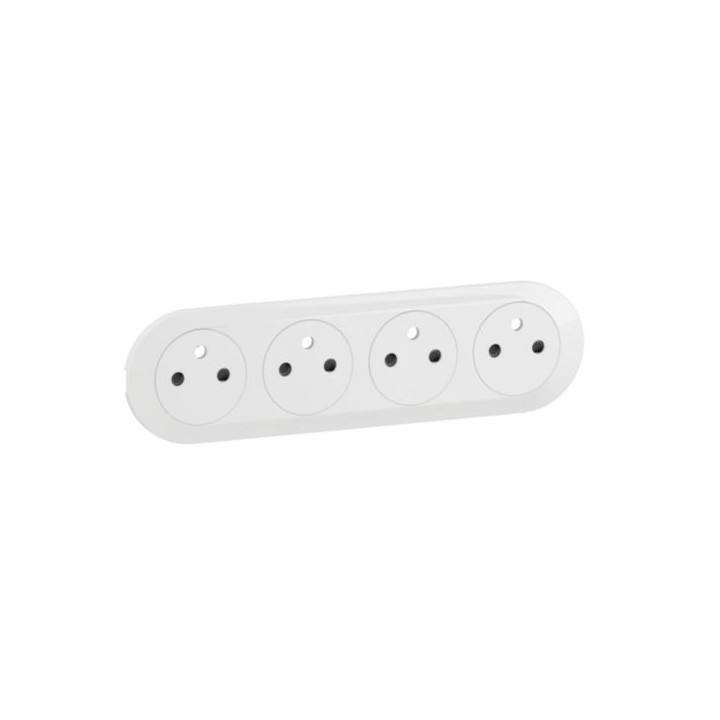 Legrand - Céliane 2024 - Enjoliveur pour prise de courant fort précâblée - 4 x 2P+T - Blanc - Réf : CB0114