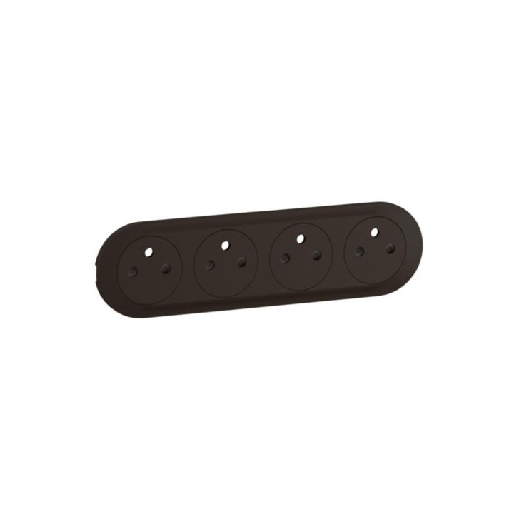 Legrand - Céliane 2024 - Enjoliveur pour prise de courant fort précâblée - 4 x 2P+T - Noir - Réf : CN0114