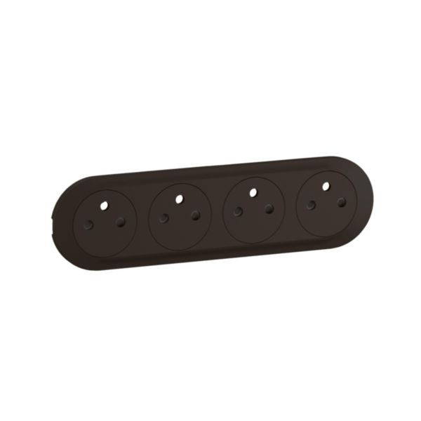 Legrand - Céliane 2024 - Enjoliveur pour prise de courant fort précâblée - 4 x 2P+T - Noir - Réf : CN0114