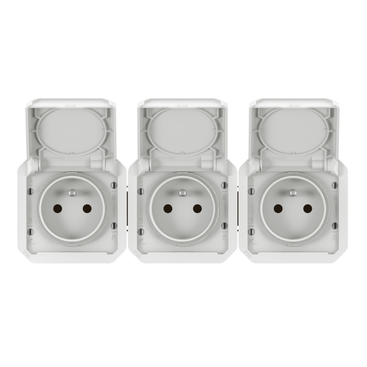 Legrand Plexo - Triple prise 2P+T - 16A - 230V - composable - précâblée - horizontale - IP55/IK07 - Réf : 069644L
