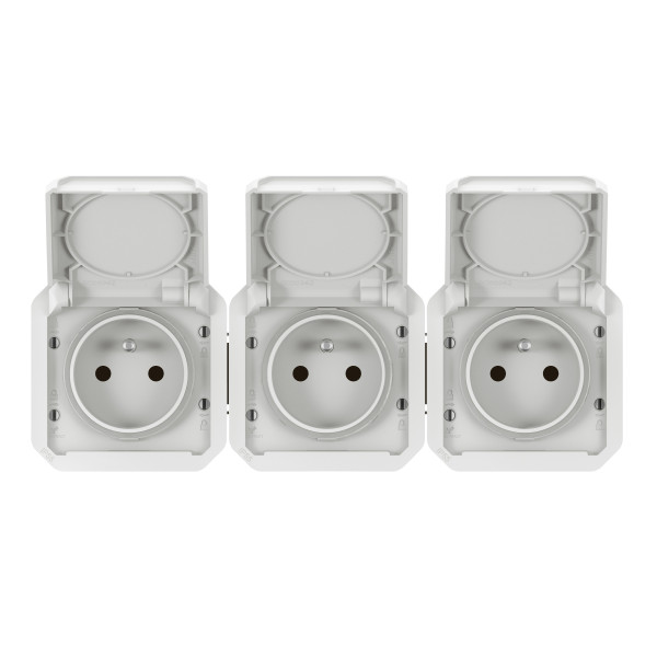 Legrand Plexo - Triple prise 2P+T - 16A - 230V - composable - précâblée - horizontale - IP55/IK07 - Réf : 069644L