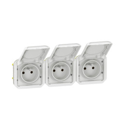 Legrand - Plexo L - Triple prise 2P+T précâblée - 16A - 230V - Composable - Horizontale - IP55/IK07 - Blanc