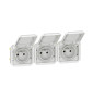 Legrand - Plexo L - Triple prise 2P+T précâblée - 16A - 230V - Composable - Horizontale - IP55/IK07 - Blanc - Réf : 069644L