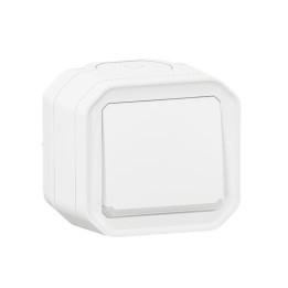 Legrand Plexo - Poussoir NO+NF lumineux - 10A - 250V - saillie - étanche - IP55/IK08 - Blanc - Réf : 069616L+069689L