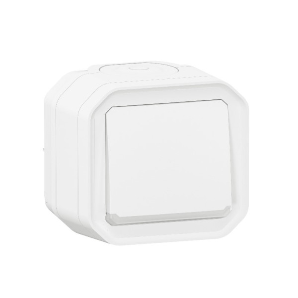 Legrand Plexo - Poussoir NO+NF lumineux - 10A - 250V - saillie - étanche - IP55/IK08 - Blanc - Réf : 069616L+069689L
