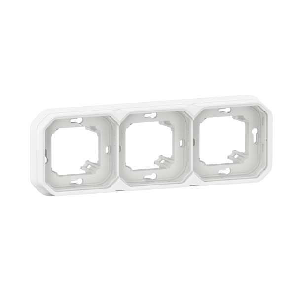 Legrand - Plexo L - Triple prise précâblée  2P+T + Support 3 postes - Encastré - horizontale - Blanc - Ref. : 069644L + 069698L