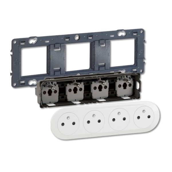 Legrand - Céliane 2024 - Quadruple prise de courant - Blanc - SANS PLAQUE - Réf : 080253 + CM0114 + CB0114