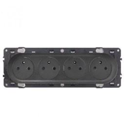 Legrand - Céliane 2024 - Quadruple prise de courant - Noir - SANS PLAQUE - Réf : 080253 + CM0114 + CN0114