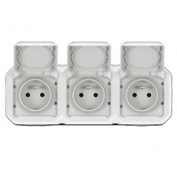 Legrand Plexo - Triple prise 2P+T - 16A - 230V - saillie - précâblée - horizontale - IP55/IK07 - Réf : 069644L+069688L