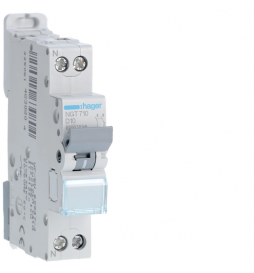 HAGER - Disjoncteur 1P+N 6-10kA - courbe D - 10A -1 module - Réf : NGT710