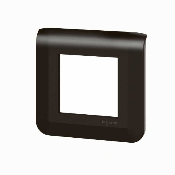 Legrand - Plaque de finition Mosaic 1 poste - 2 modules - Noir mat - Réf : 079042L