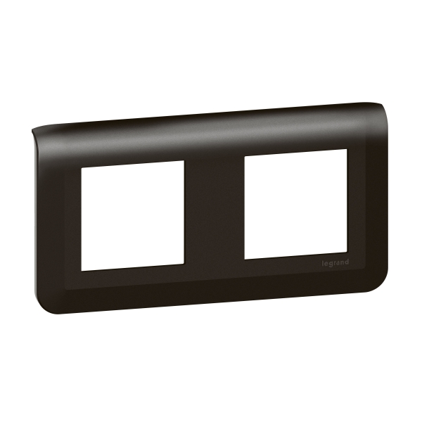 Legrand - Plaque de finition Mosaic 2 poste - 2x2 modules - Horizontale - Noir mat - Réf : 079044L