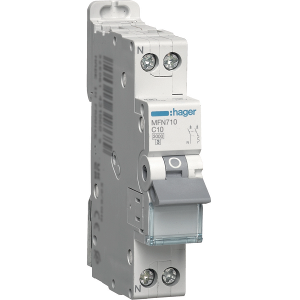 DISJONCTEUR HAGER  - 1P+N - 10A - VIS/VIS - Réf : MFN710