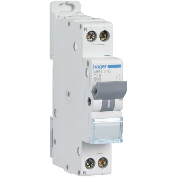 DISJONCTEUR HAGER - 1P+N - 16A - VIS/VIS - Réf : MFN716