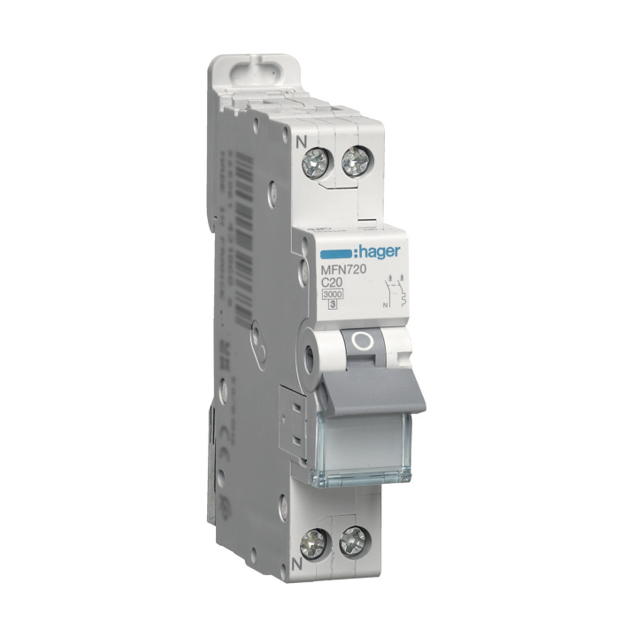 DISJONCTEUR HAGER - 1P+N - 20A - VIS/VIS - Réf : MFN720
