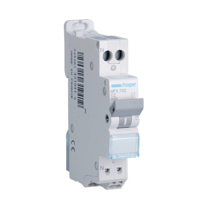 DISJONCTEUR HAGER - 1P+N - 2A - AUTO - MFS702