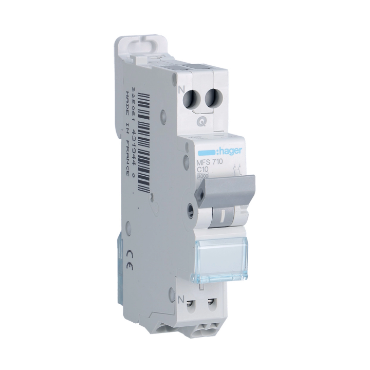 DISJONCTEUR HAGER - 1P+N - 10A - AUTO - MFS710