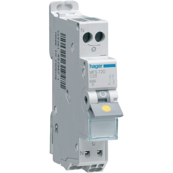 DISJONCTEUR HAGER -  1P+N - 20A - AUTO - MFS720